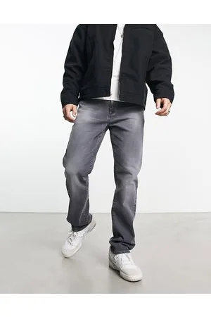 ASOS Jeans dritti elasticizzati nero slavato