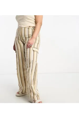 Daisy Street Pantaloni cargo anni Y2K in lino a righe