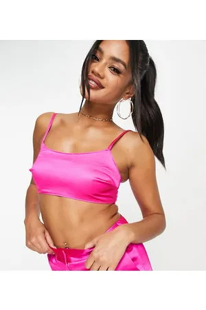 AsYou Crop top sartoriale in raso acceso in coordinato