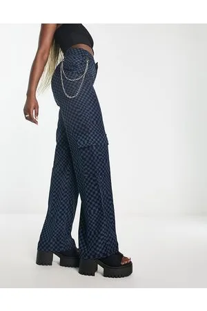 Heartbreak Pantaloni cargo con fondo ampio a quadri con catenina rimovibile