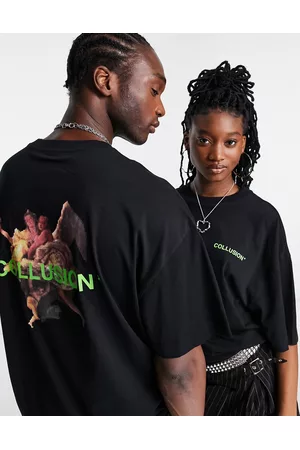 COLLUSION T-shirt - Unisex - T-shirt nera con stampa rinascimentale