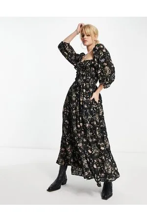 Free People Vestito a fiori con gonna al polpaccio e dettaglio arricciato