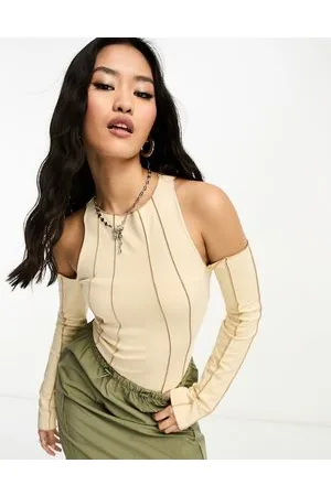 ASOS Body color pietra con cuciture a vista e spalle scoperte