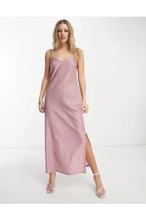 Pieces® Vestito con spalline sottili premium glitterato con spacco