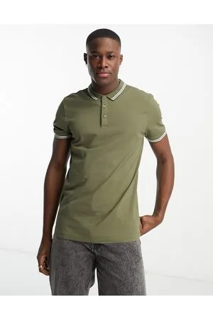 New Look Polo in piqué kaki scuro