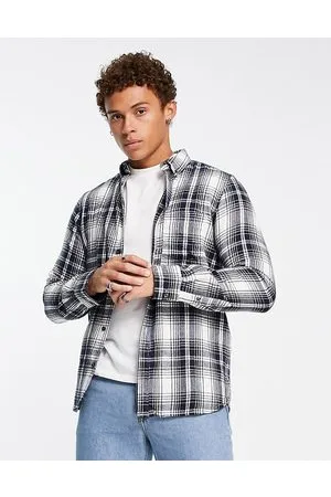 French Connection Camicia di flanella a maniche lunghe a quadri bianca e nera