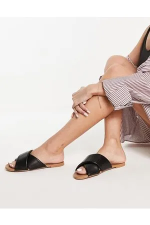 ASOS Flock - Sandali bassi imbottiti neri