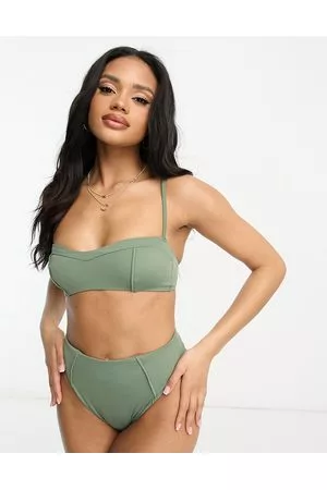 ASOS Top bikini corto con dettaglio cuciture color kaki