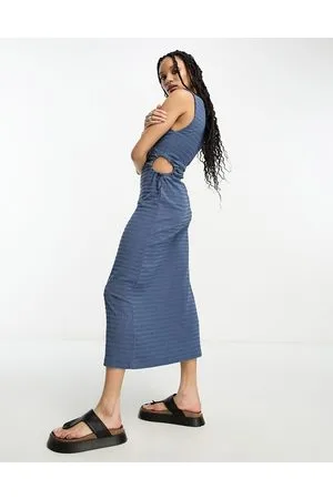 ASOS Vestito midi stropicciato con fermacorda e cut-out laterali