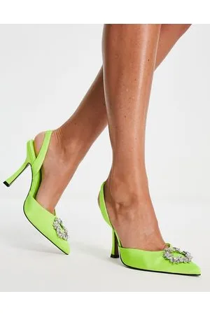 ASOS Poppy - Scarpe color lime con tacco alto e cinturino posteriore decorate