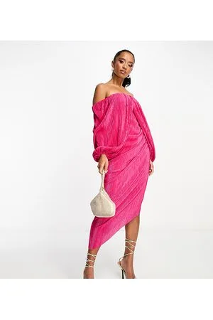 ASOS ASOS DESIGN Petite - Vestito midi plissé con strato sovrapposto e schiena scoperta