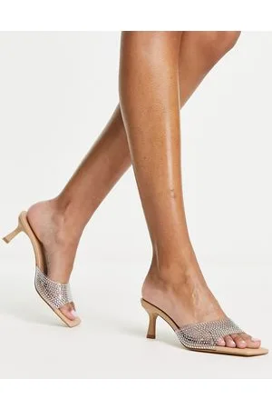 Stradivarius Sandali trasparenti con strass sulla fascia e tacchetto a spillo