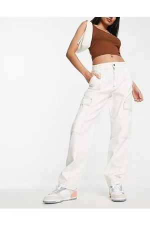 ASOS Pantaloni cargo écru con cuciture a contrasto