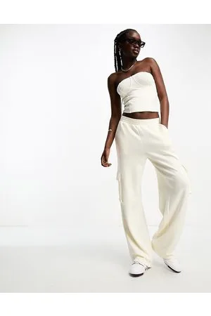 VERO MODA Pantaloni cargo in jersey color crema in coordinato