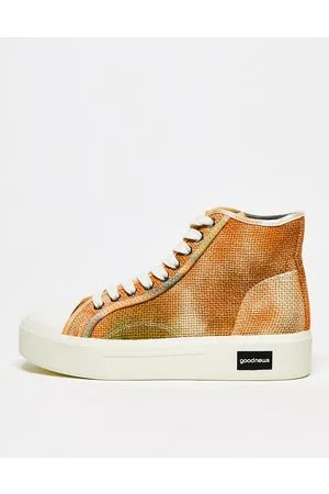 Good News Goodnews - Juice - Sneakers alte con suola spessa e stampa arancione effetto marmo