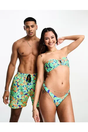 Kulani Kinis Perizoma del bikini rétro con stampa a fiori Serene Marine