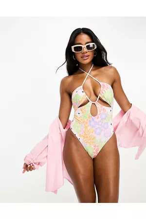 ASOS Costume con cut-out arricciato a fiori pastello