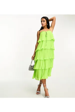 Y.A.S Vestito midi con spalline sottili a balze
