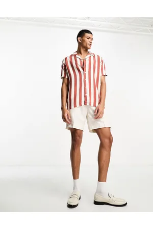 PACSUN Camicia a maniche corte rosso sequoia a righe
