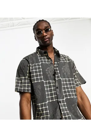 Reclaimed Camicia a maniche corte squadrata in cotone con stampa patchwork