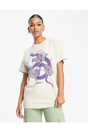 Honour HNR LDN - T-shirt oversize color sabbia con stampa di serpente