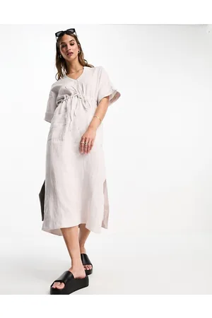 Whistles Imogen - Vestito midi color pietra in lino