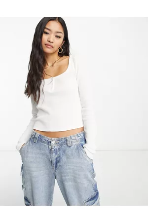 Hollister Crop top a maniche lunghe lavorato a nido d
