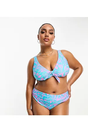 Simply Be Slip bikini sgambati blu e rosa
