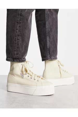 Superga 2708 - Sneakers alte beige con suola flatform