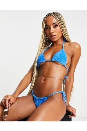 New Girl Order Top bikini a triangolo da festival in spugna cobalto