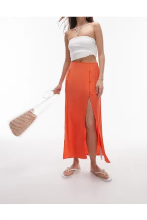 Topshop Gonna midi con spacco con bottoni