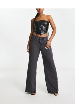 FAE Jeans a vita alta e fondo ampio antracite