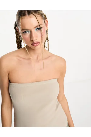 Weekday Tania - Top a fascia beige a coste