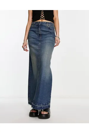 COLLUSION Gonna di jeans lunga lavaggio effetto sporco