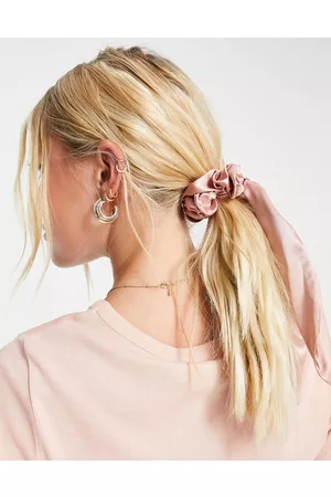 Easilocks Elastico per capelli in raso con fiocco lungo rosa