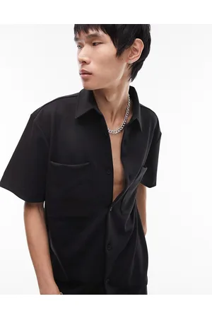 Topman Camicia oversize premium in jersey di modal nera
