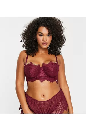 Figleaves Adore - Reggiseno a balconcino taglio lungo multiposizione imbottito in pizzo color ribes