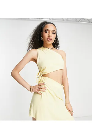 AsYou Vestito midi arricciato con cut-out e spacco