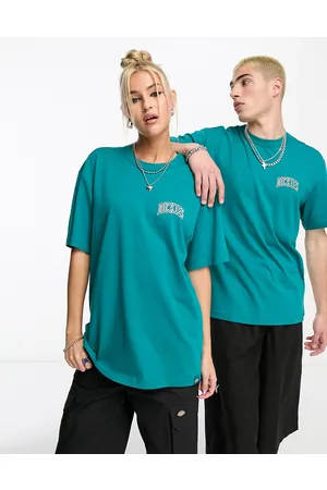 Dickies Aitkin - T-shirt unisex verde azzurro con logo sul petto a sinistra