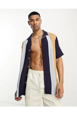 Le Breve Camicia stile resort a righe con rever