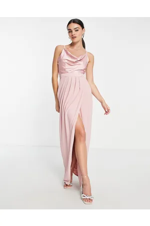 TFNC Vestito con scollo ad anello e bottoni sul retro cipria tenue