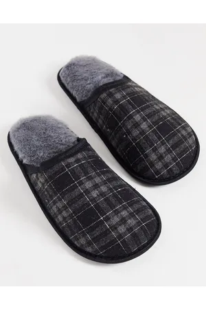 Loungeable Pantofole a sabot a quadri, colore e grigio