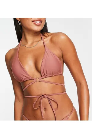 Catch Top bikini lucido con dettaglio ad anello