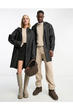 Rains 12020 - Giacca impermeabile unisex color nero taglio lungo