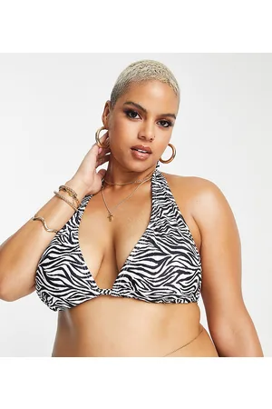 South Beach Esclusiva - Top bikini a triangolo zebrato allacciato al collo