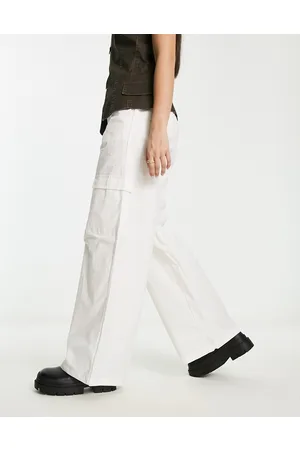 REBELLIOUS FASHION Pantaloni cargo a fondo ampio bianchi