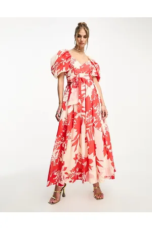 & OTHER STORIES Vestito lungo voluminoso a fiori rossi