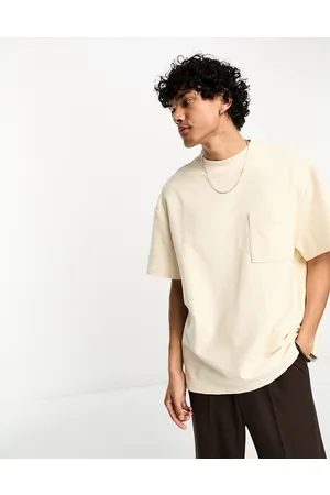 Weekday Great - T-shirt strutturata in tessuto puntinato beige