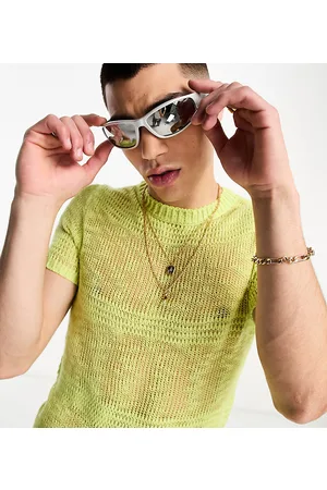 COLLUSION T-shirt in maglia traforata verde lime