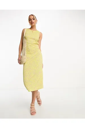 VERO MODA Vestito midi color lime con motivo astratto